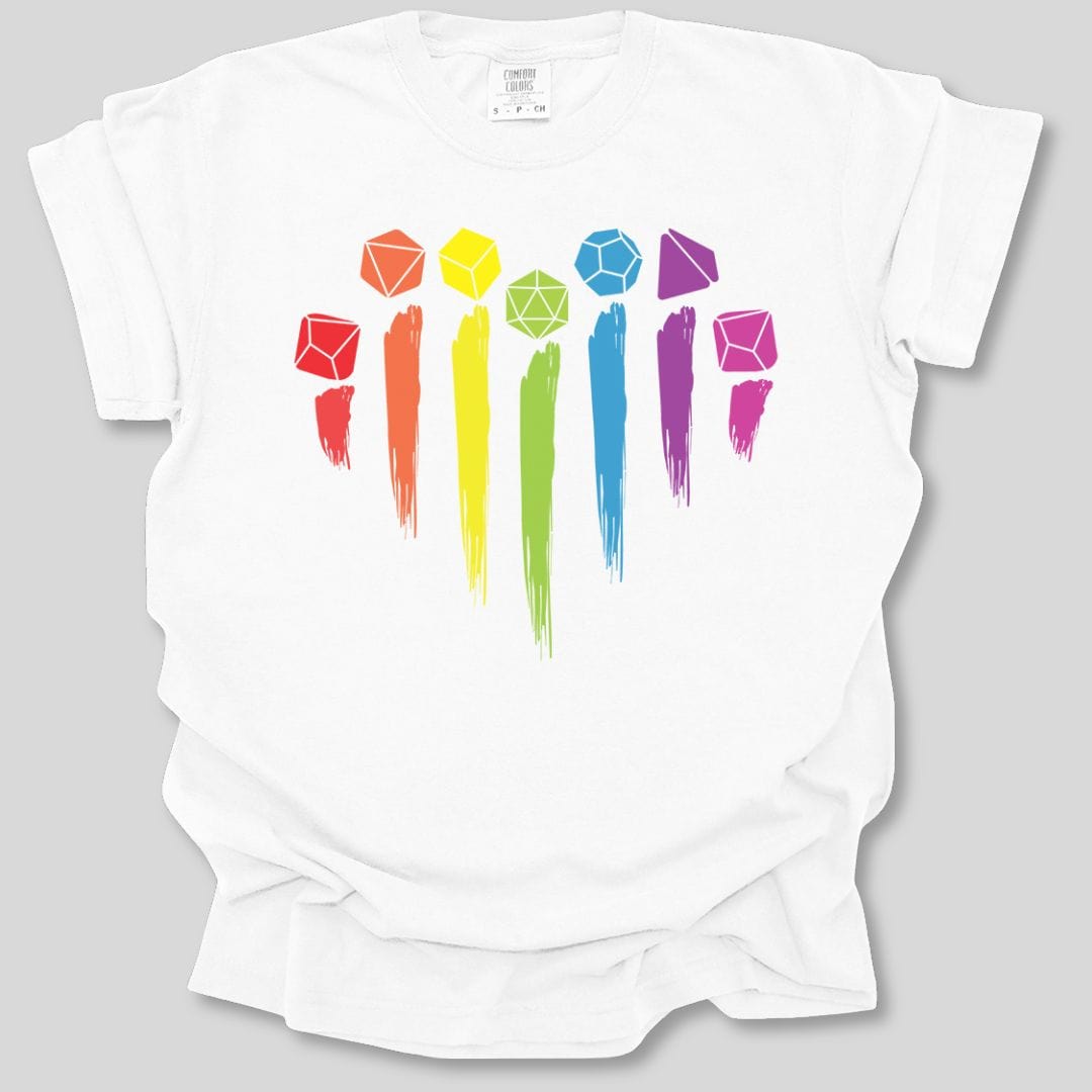 Printify T-Shirt DnD Pride Shirt with Dice Rainbow - Comfort Colors