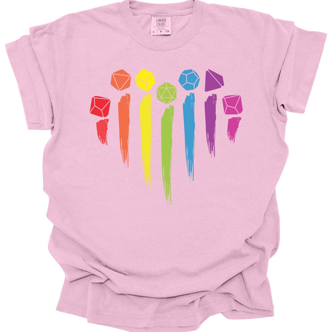Printify T-Shirt Blossom / S DnD Pride Shirt with Dice Rainbow - Comfort Colors