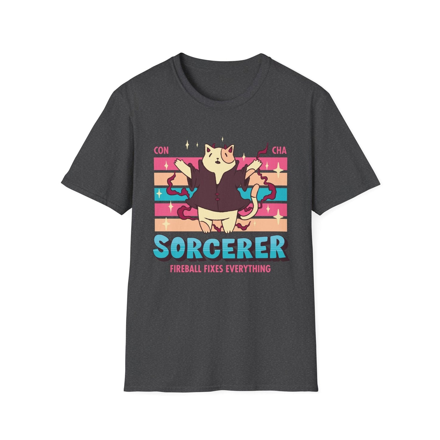 Printify T-Shirt Dark Heather / S DnD Sorcerer Shirt - D&D Kawaii Class T-shirt