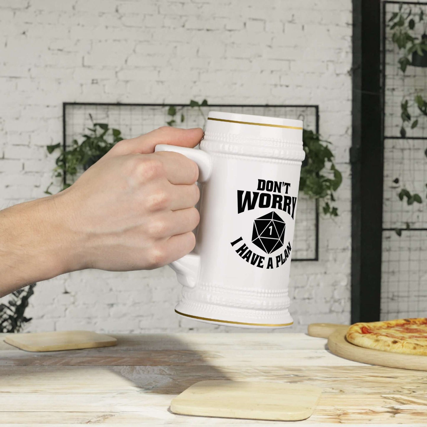 Printify Mug 22oz DND Tankard - Don't Worry I have a Plan