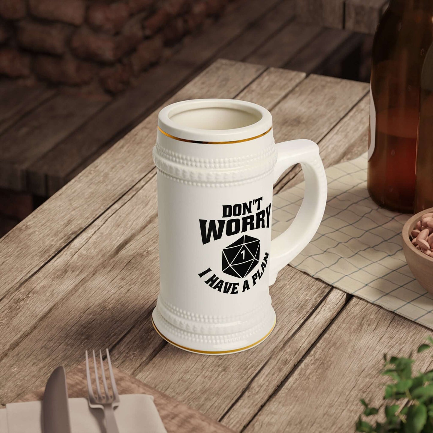 Printify Mug 22oz DND Tankard - Don't Worry I have a Plan