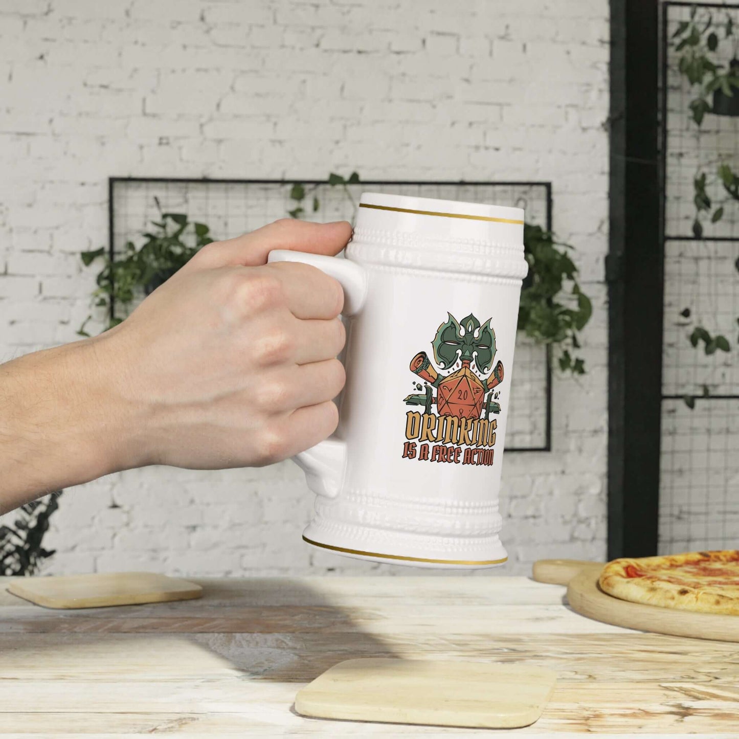 Printify Mug 22oz DND Tankard - Drinking is a Free Action