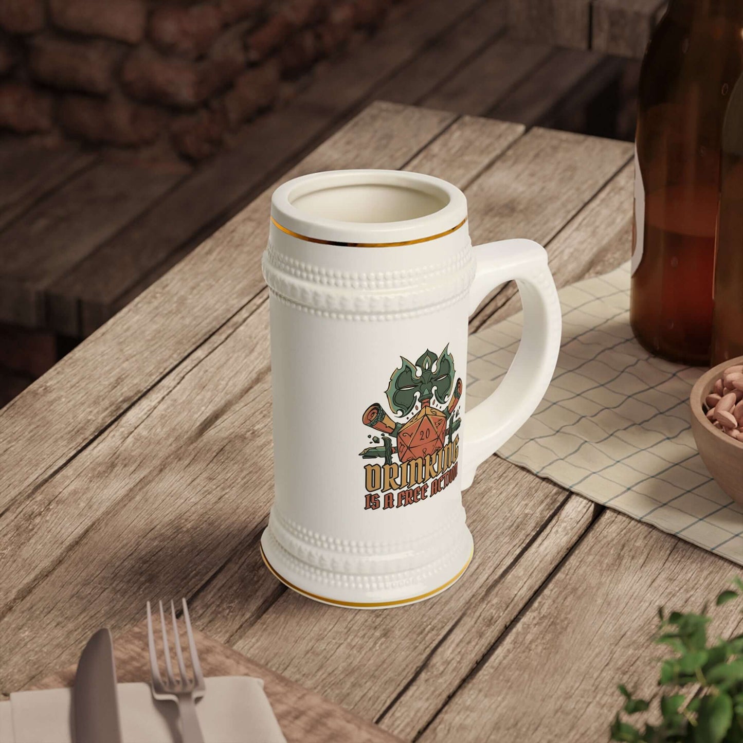 Printify Mug 22oz DND Tankard - Drinking is a Free Action