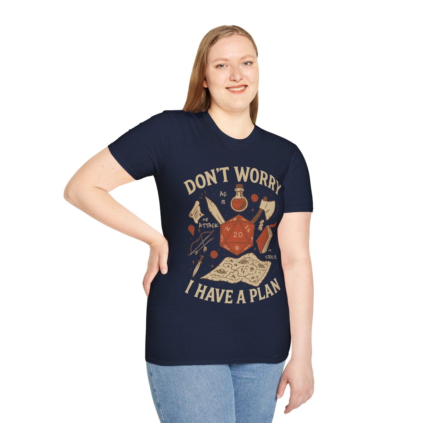 Printify T-Shirt Don't Worry I have a Plan D&D T-Shirt