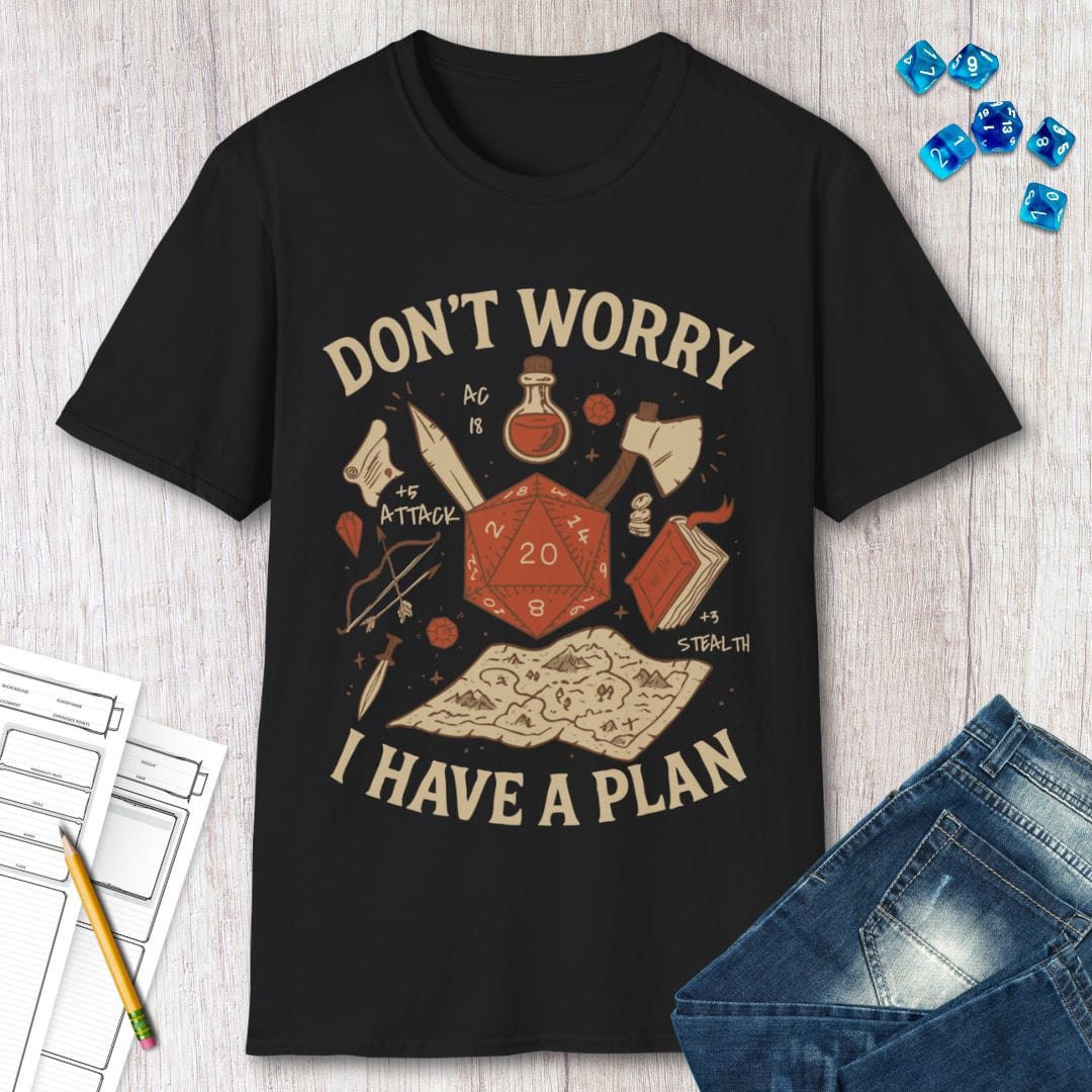 Printify T-Shirt Don't Worry I have a Plan D&D T-Shirt