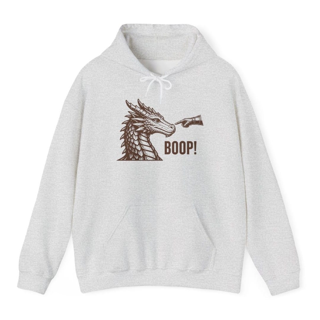 The same Dragon Boop design, on an ash hoodie.