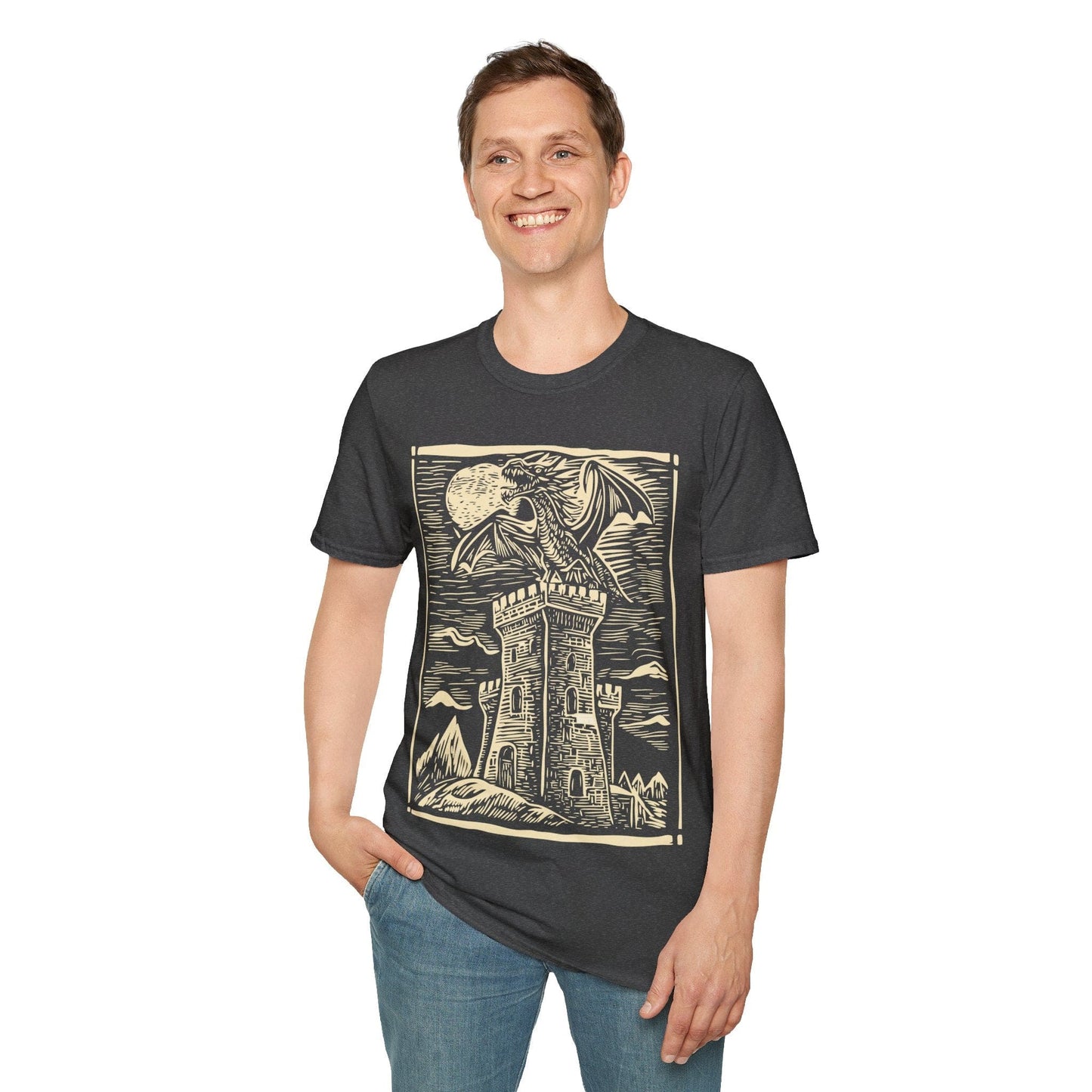 Printify T-Shirt Dragon Shirt - Vintage Medieval Art