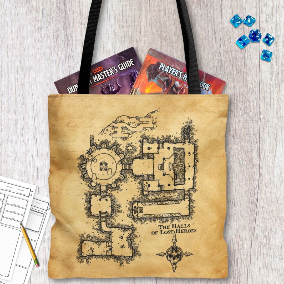 Printify Bags Dungeon Map D&D Tote Bag