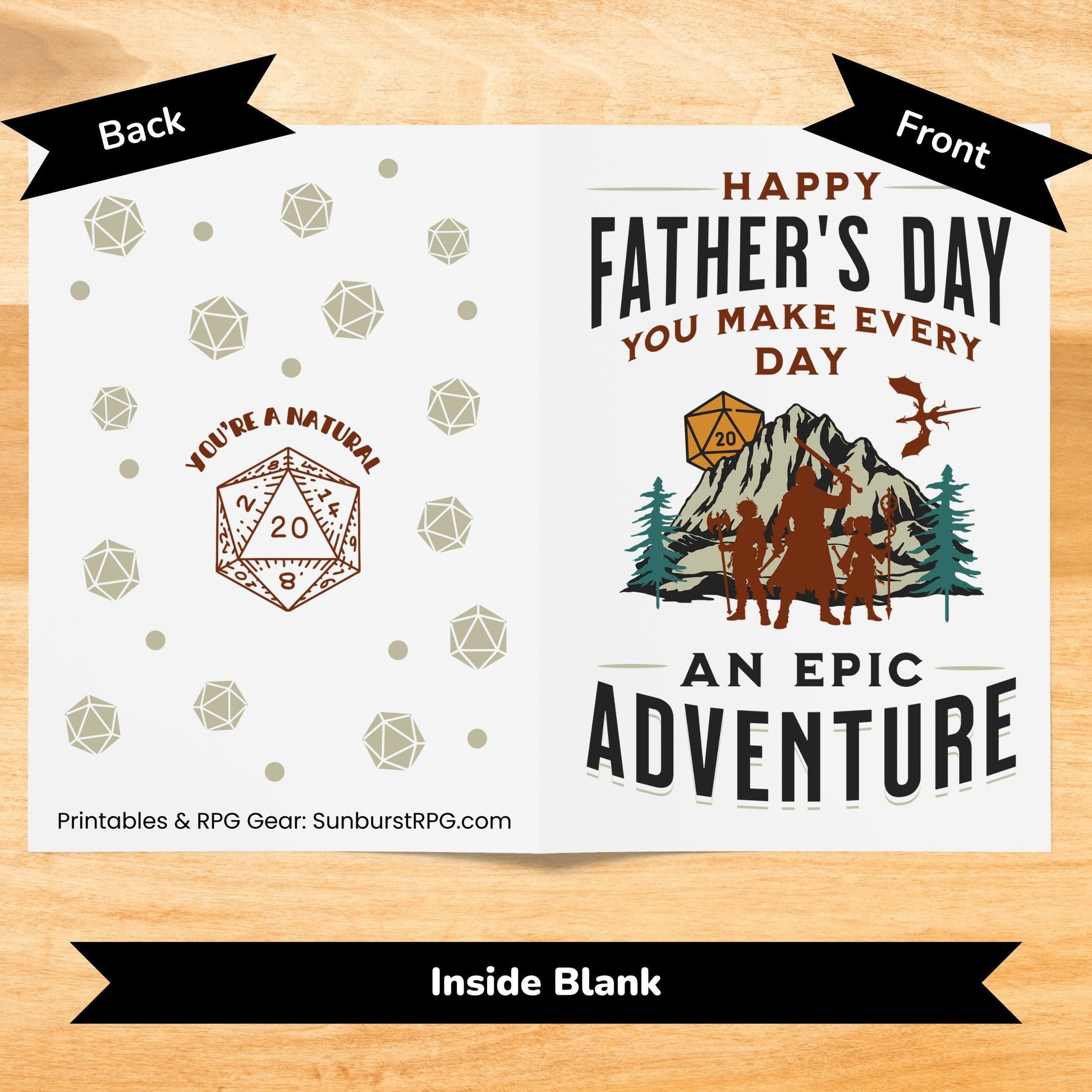 Sunburst RPG Digital Dungeons and Dragons Father's Day Card
