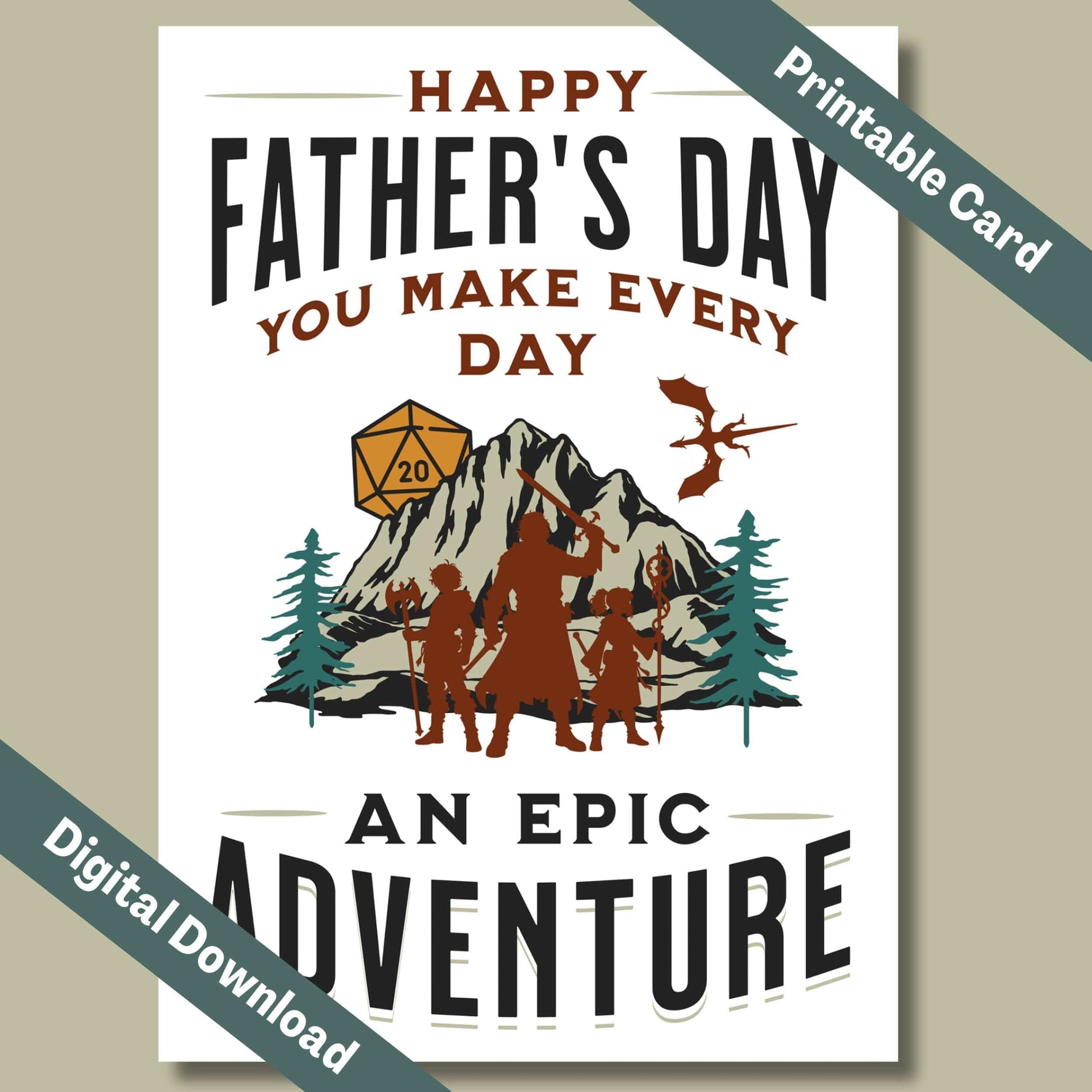 Sunburst RPG Digital Dungeons and Dragons Father's Day Card