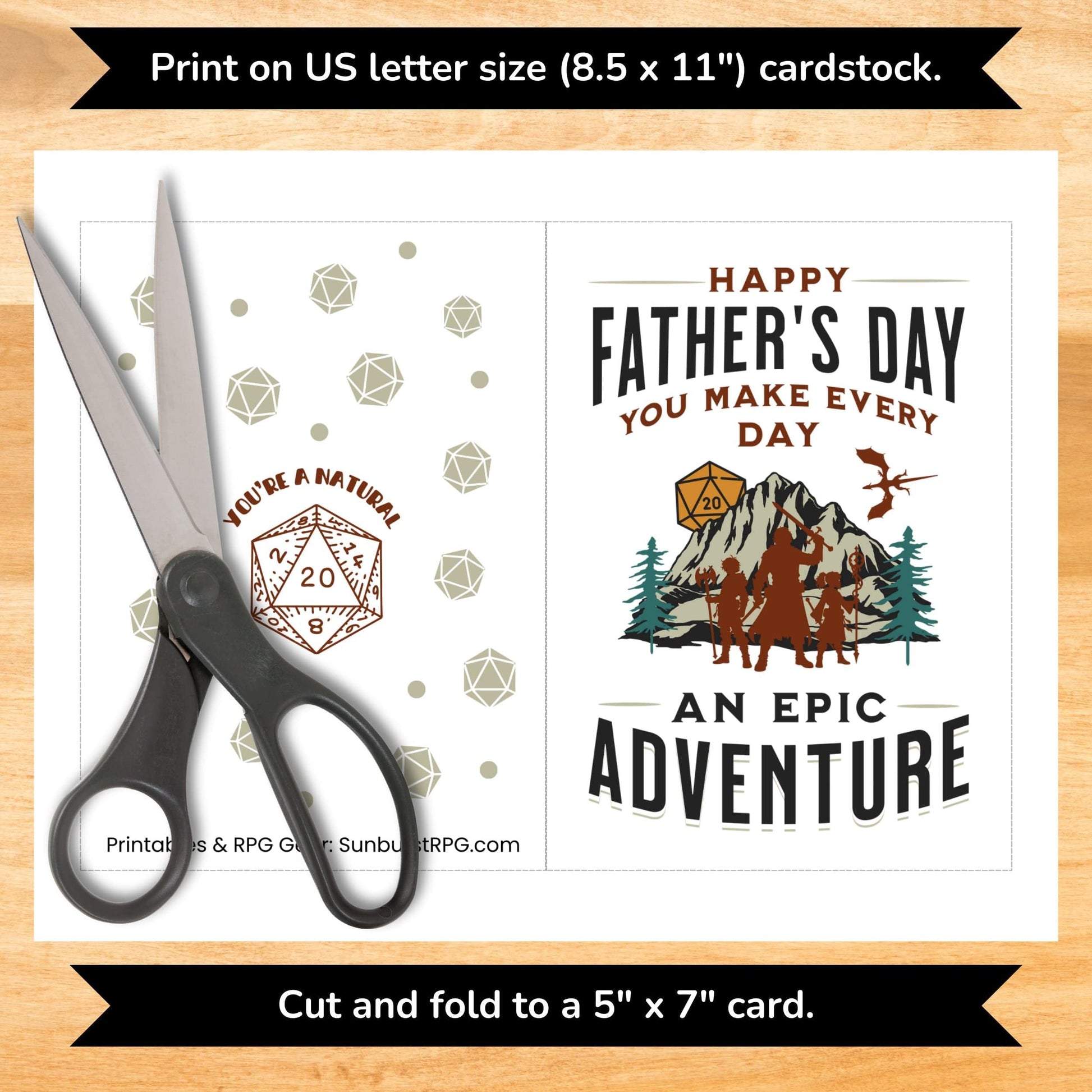 Sunburst RPG Digital Dungeons and Dragons Father's Day Card