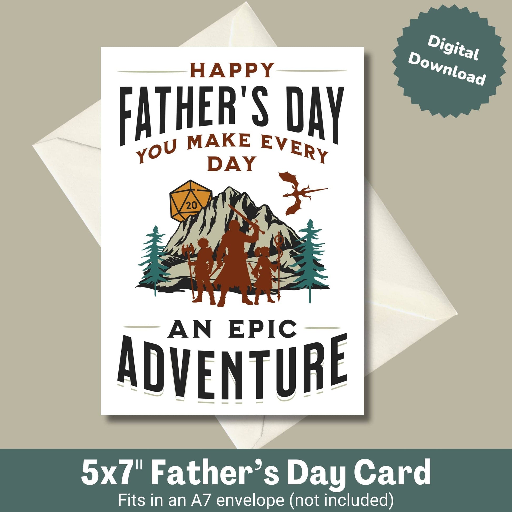 Sunburst RPG Digital Dungeons and Dragons Father's Day Card
