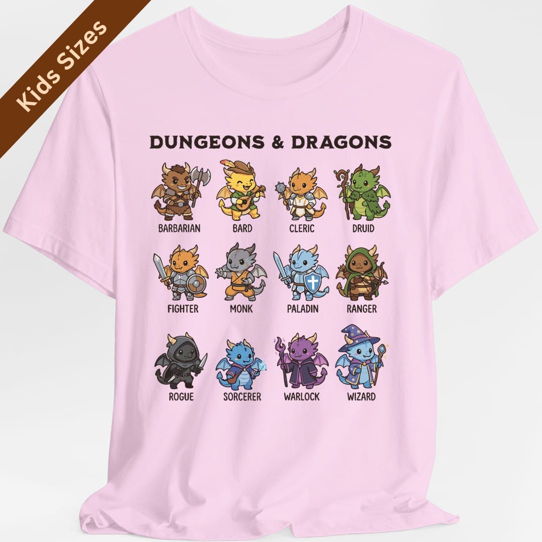 Printify Kids clothes Light Pink / XS Dungeons & Dragons All Classes Kids T-Shirt