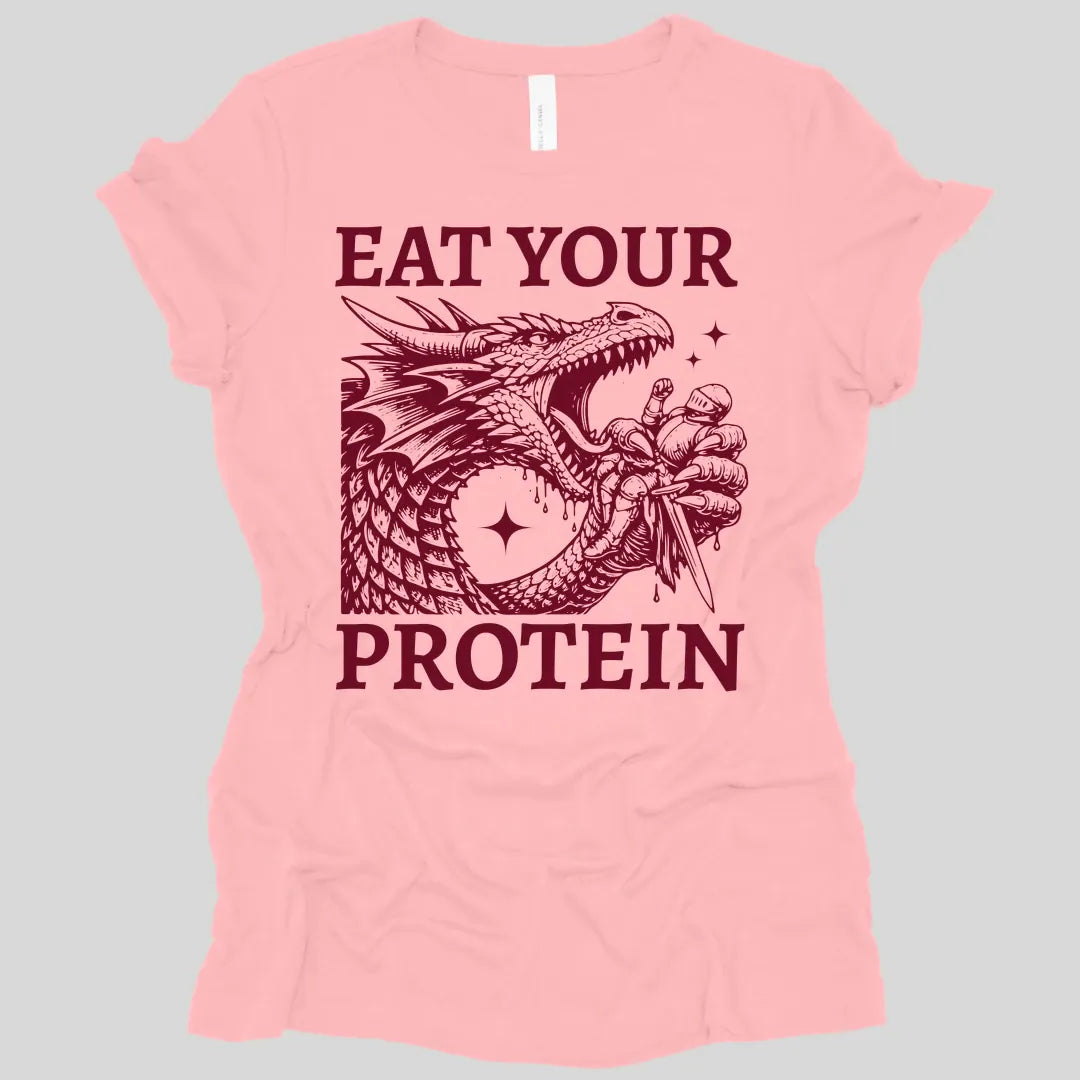 Printify T-Shirt Pink / S Eat Your Protein Dragon Women's T-shirt