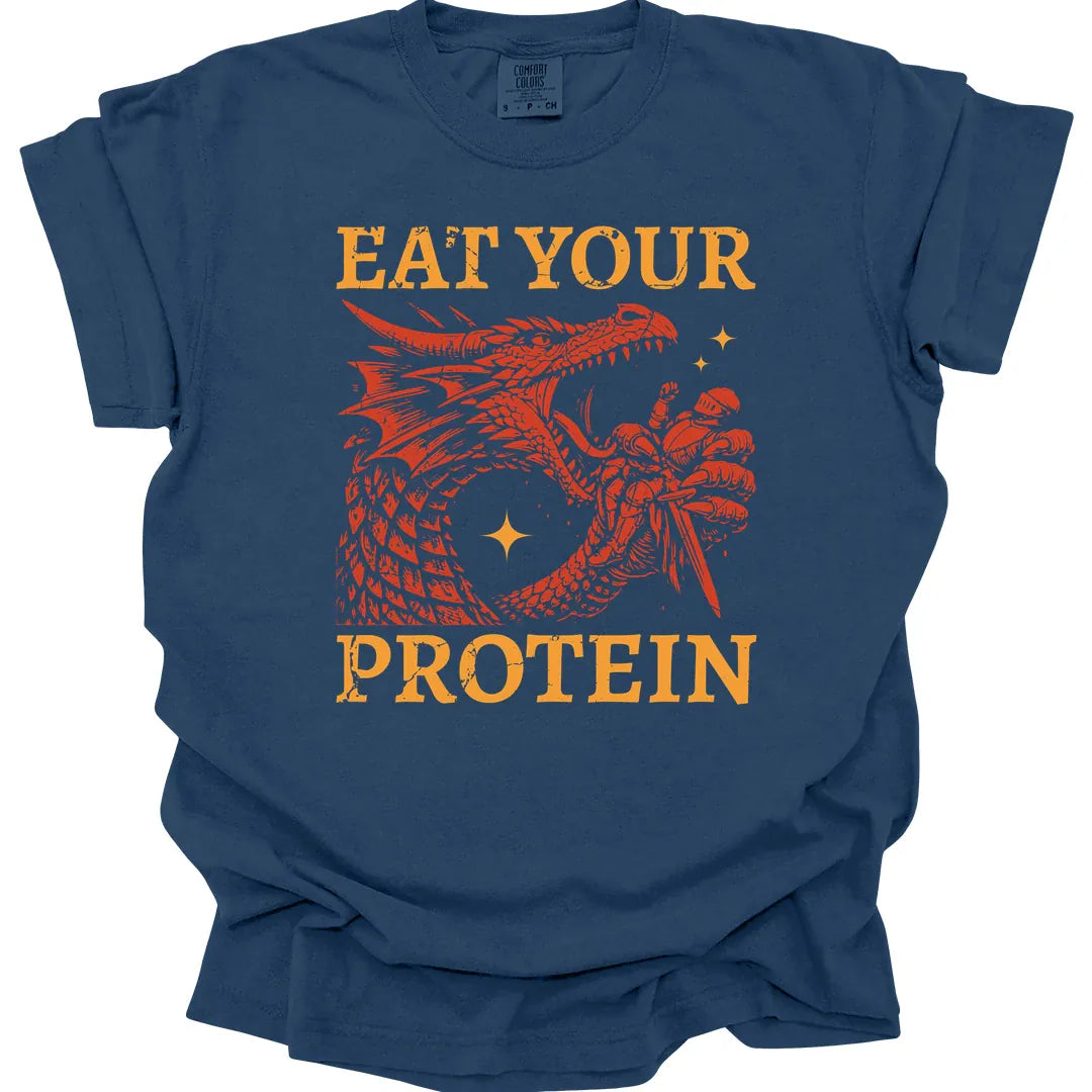 Printify T-Shirt True Navy / S Eat Your Protein T-Shirt - Comfort Colors