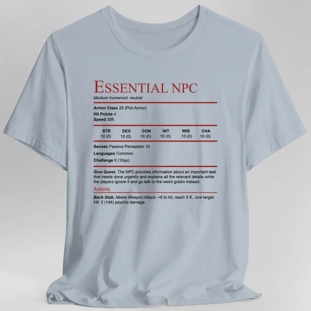 Printify T-Shirt Light Blue / S Essential NPC Funny D&D T-Shirt