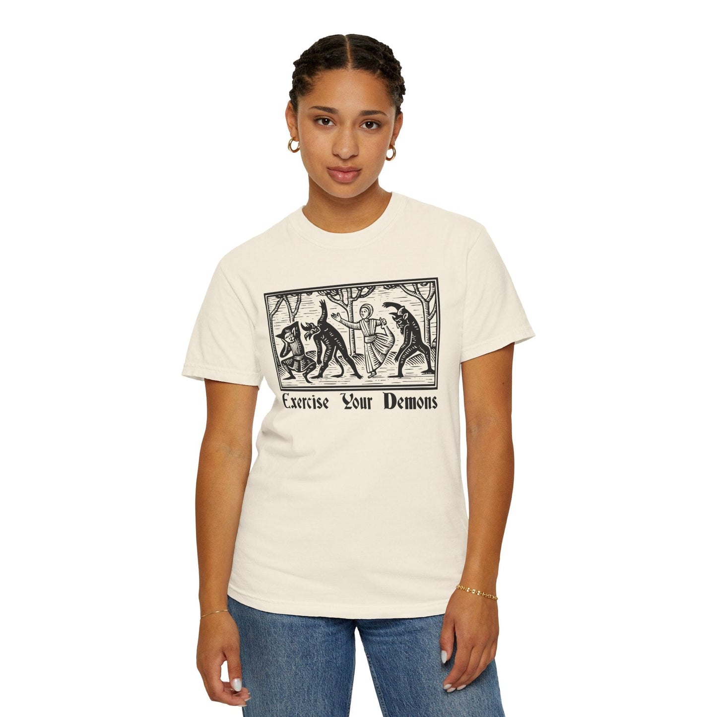 Printify T-Shirt Exercise Your Demons T-Shirt - Comfort Colors