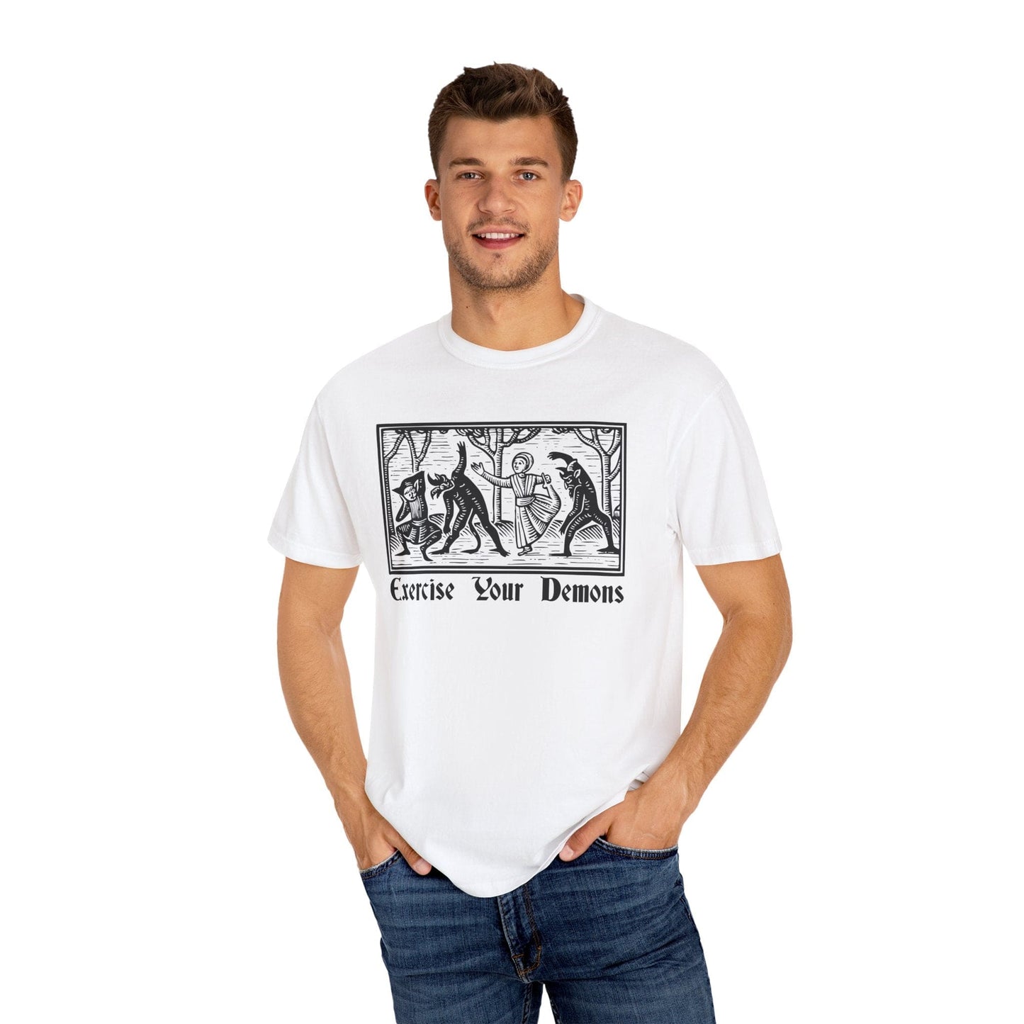 Printify T-Shirt Exercise Your Demons T-Shirt - Comfort Colors