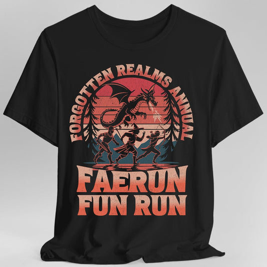 Printify T-Shirt Black / S Faerun Fun Run Funny D&D T-shirt