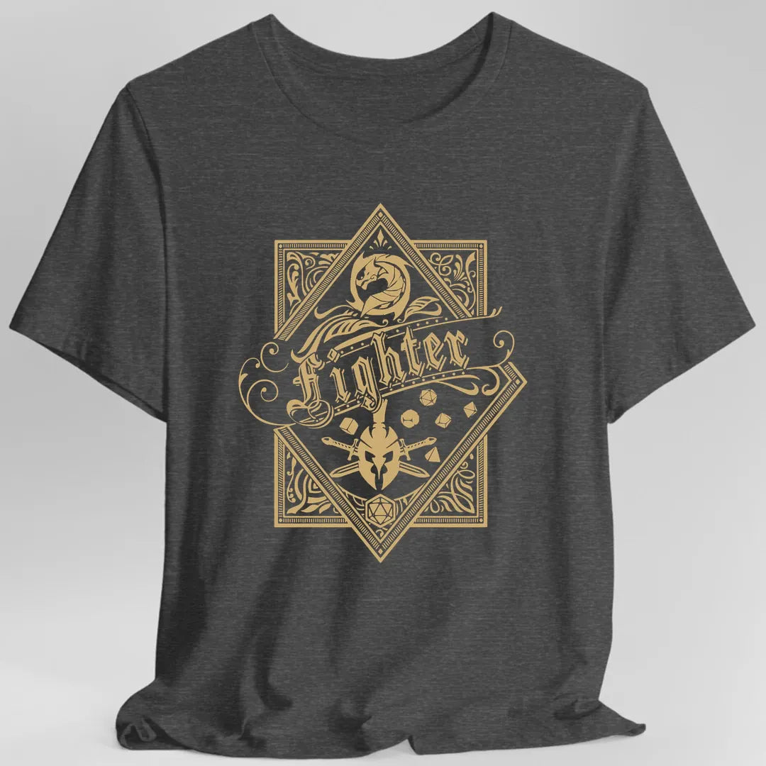 Printify T-Shirt Dark Heather Grey / S Fighter D&D Class Emblem T-shirt