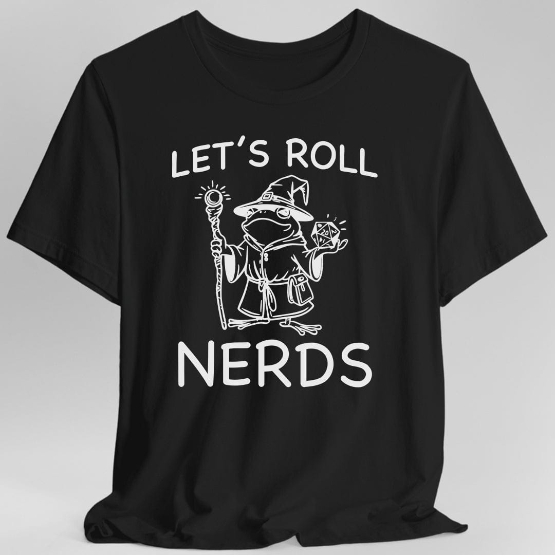 Printify T-Shirt Black / S Funny D&D "Let’s Roll Nerds" Shirt