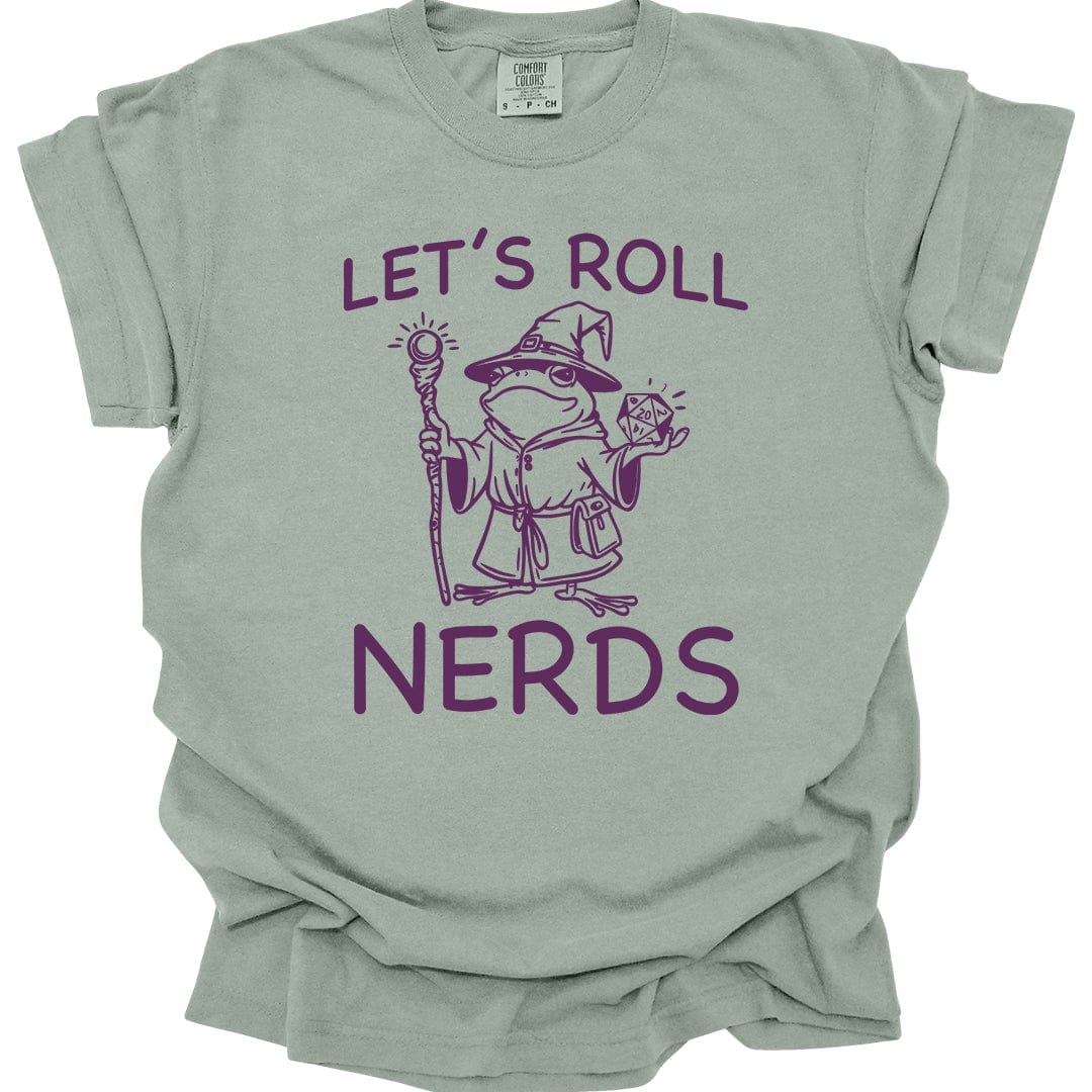 Printify T-Shirt Bay / S Funny D&D "Let’s Roll Nerds" Shirt - Comfort Colors
