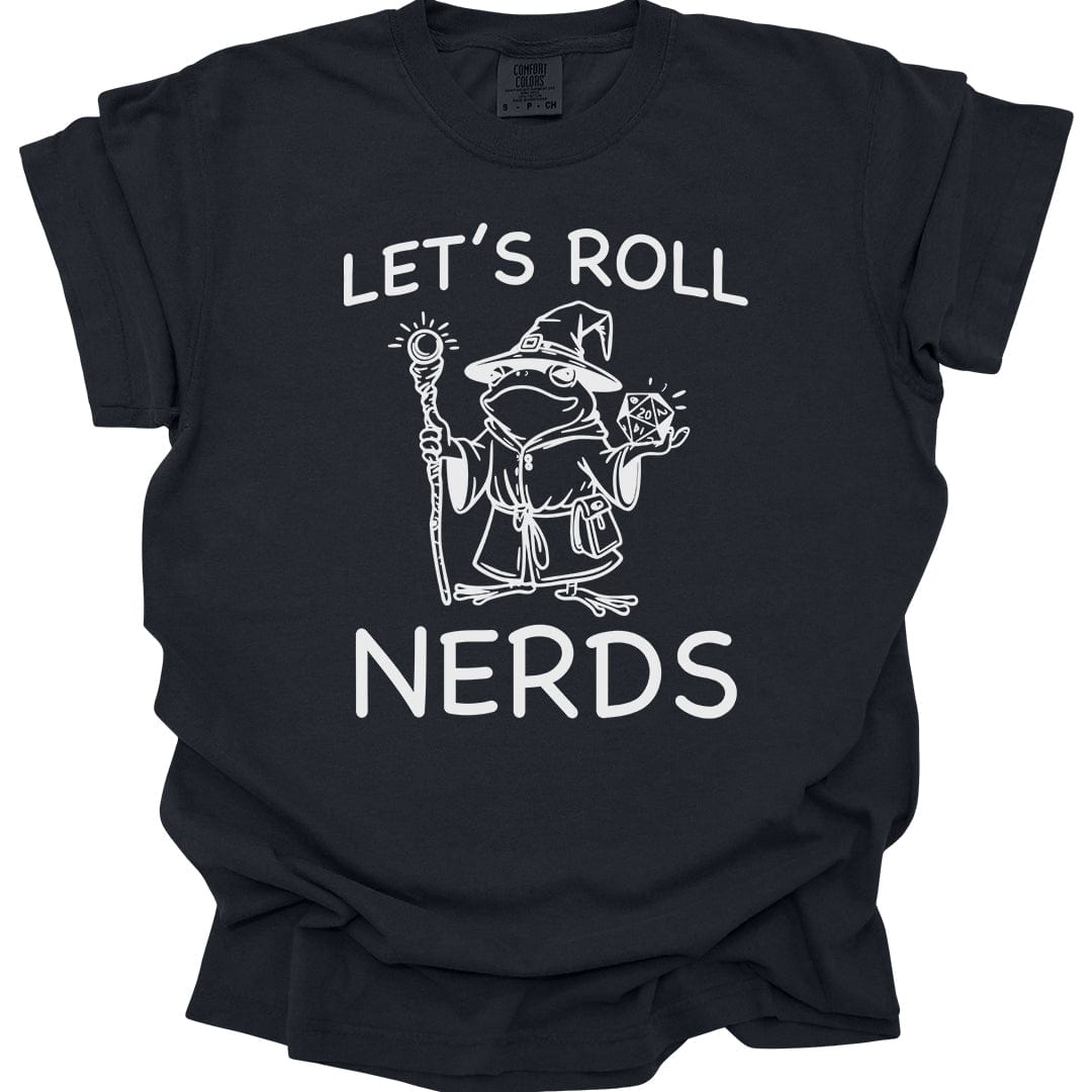 Printify T-Shirt Black / S Funny D&D "Let’s Roll Nerds" Shirt - Comfort Colors