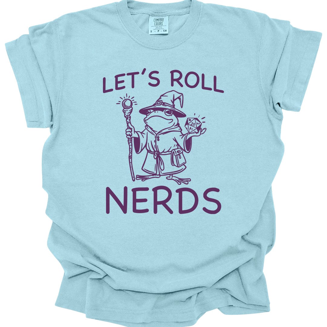 Printify T-Shirt Chambray / S Funny D&D "Let’s Roll Nerds" Shirt - Comfort Colors