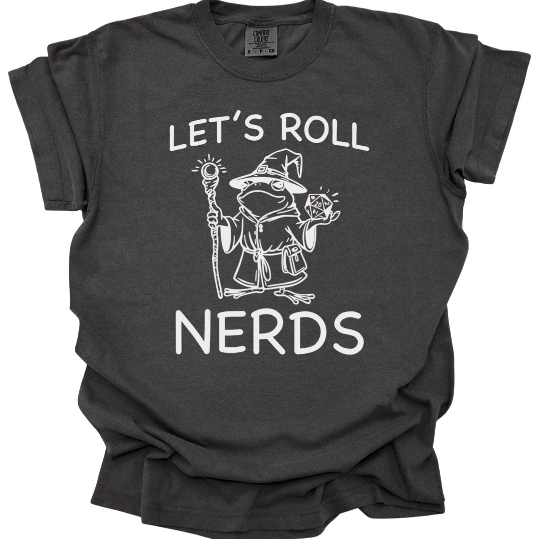 Printify T-Shirt Pepper / S Funny D&D "Let’s Roll Nerds" Shirt - Comfort Colors