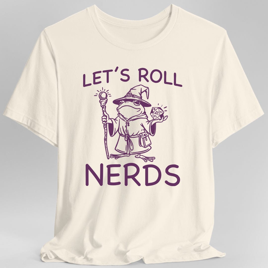 Printify T-Shirt Natural / S Funny D&D "Let’s Roll Nerds" Shirt