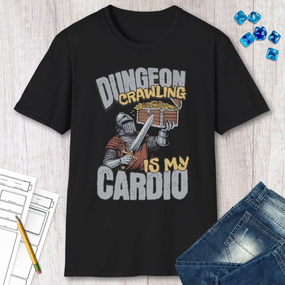 Printify T-Shirt Funny DnD Shirt - Dungeon Crawling is My Cardio