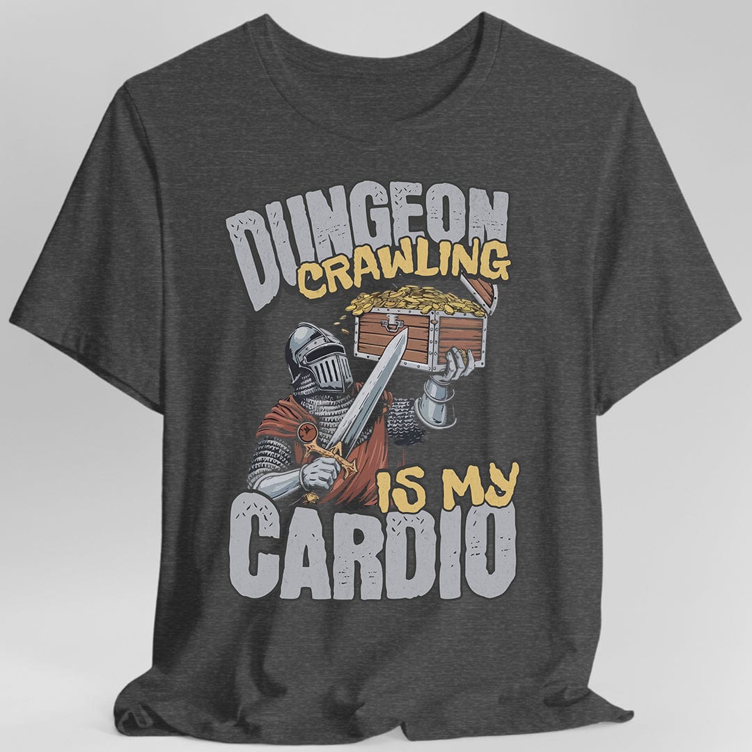 Printify T-Shirt Dark Heather / S Funny DnD Shirt - Dungeon Crawling is My Cardio