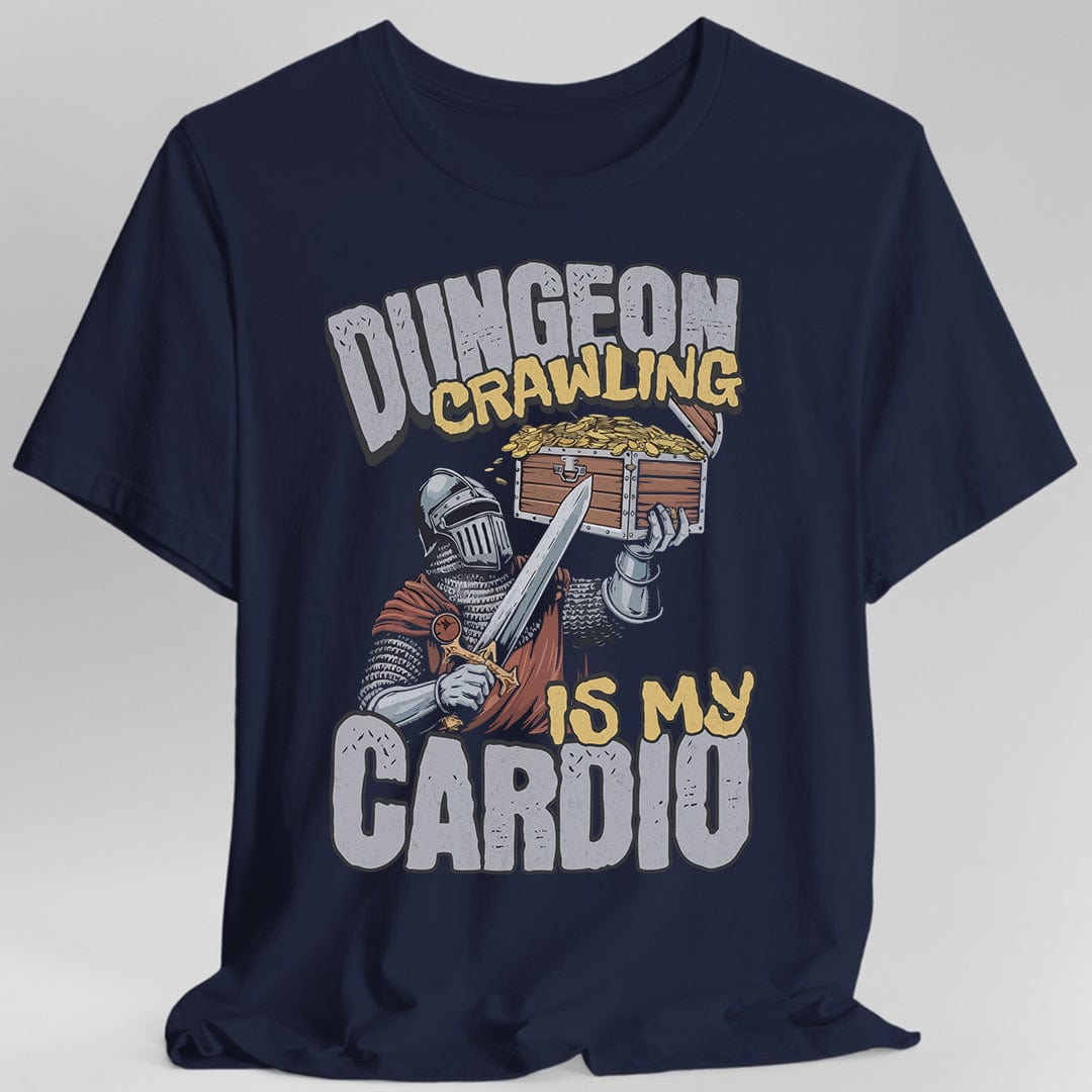 Printify T-Shirt Navy / S Funny DnD Shirt - Dungeon Crawling is My Cardio