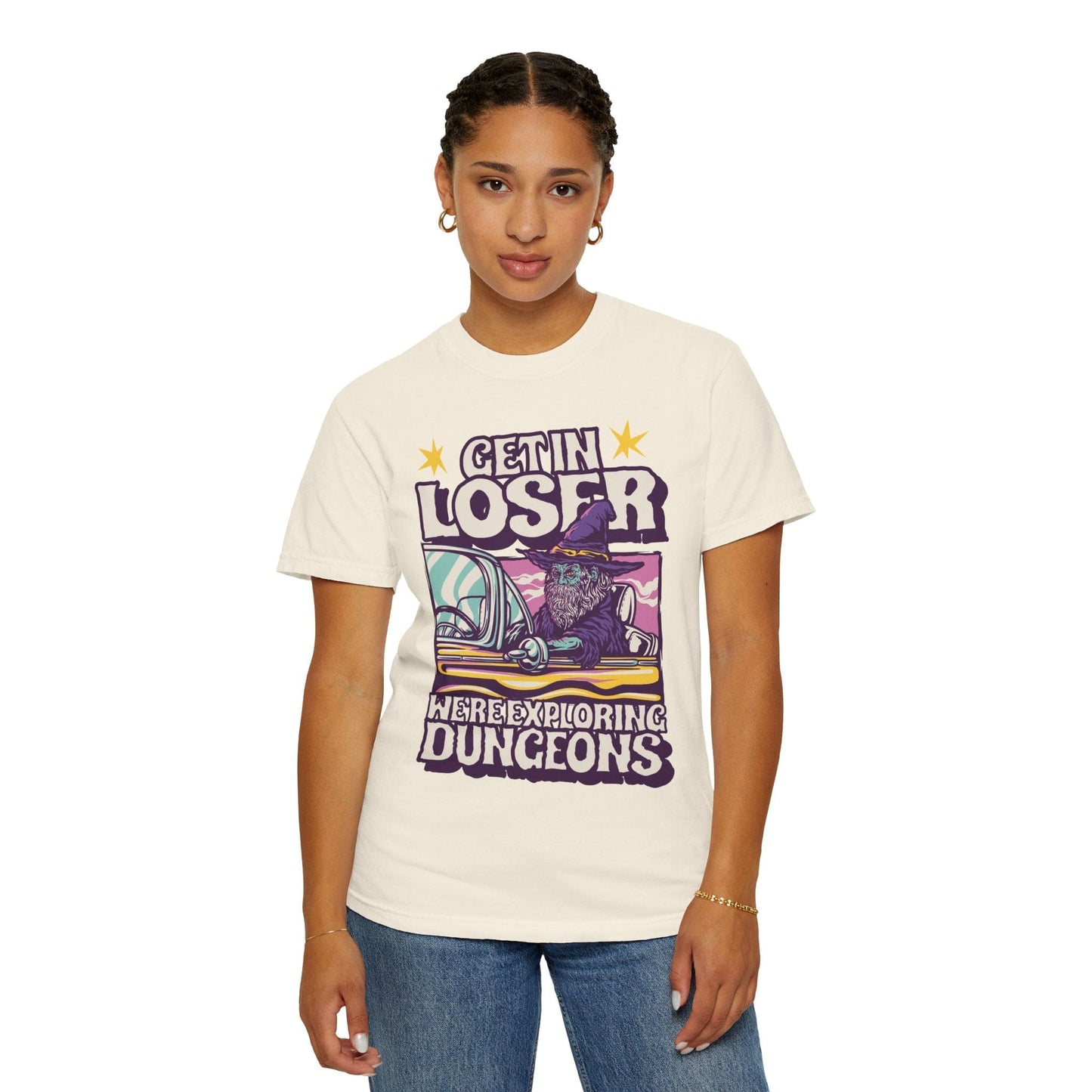 Printify T-Shirt Funny DnD Shirt - Get In Loser - Comfort Colors