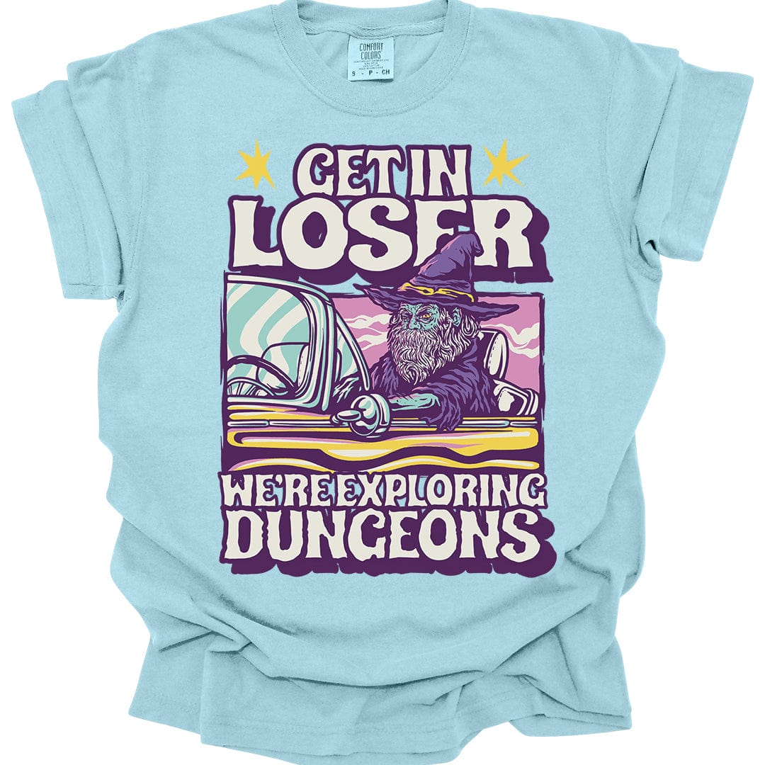 Printify T-Shirt Chambray / S Funny DnD Shirt - Get In Loser - Comfort Colors