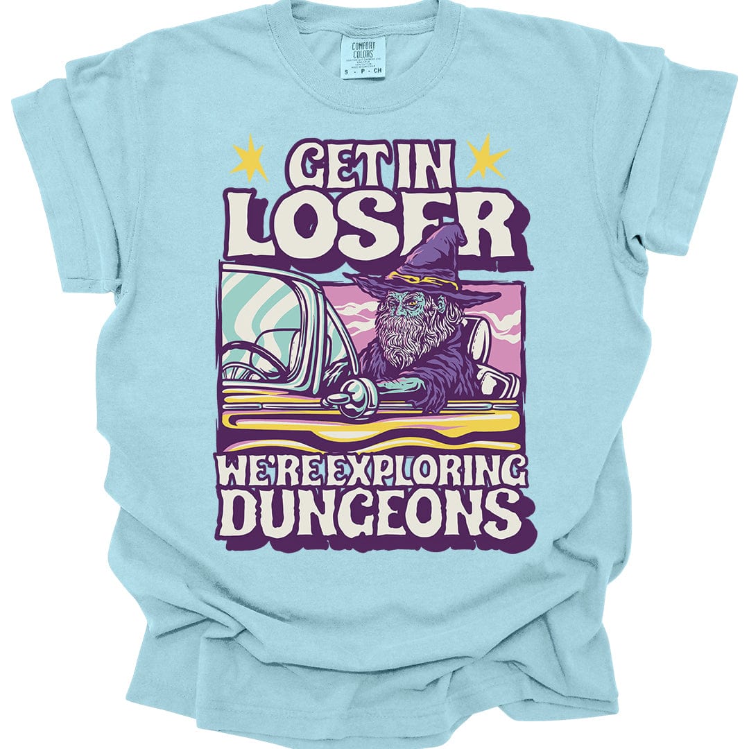 Printify T-Shirt Chambray / S Funny DnD Shirt - Get In Loser - Comfort Colors