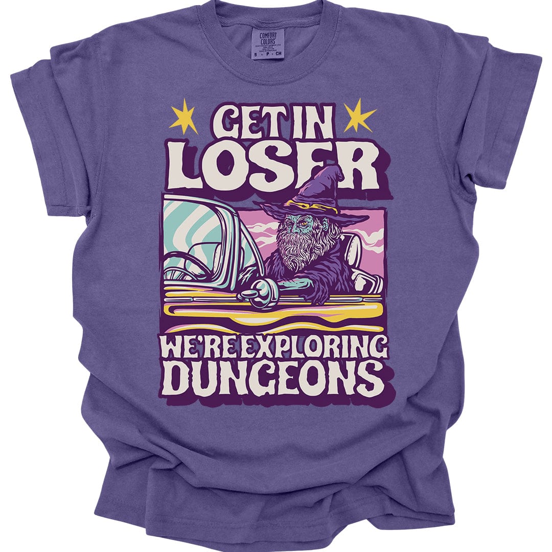 Printify T-Shirt Grape / S Funny DnD Shirt - Get In Loser - Comfort Colors