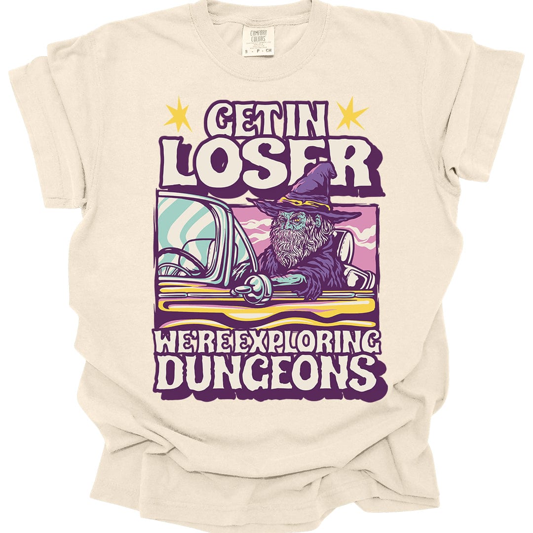 Printify T-Shirt Ivory / S Funny DnD Shirt - Get In Loser - Comfort Colors