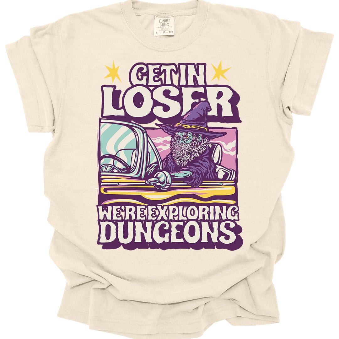 Printify T-Shirt Ivory / S Funny DnD Shirt - Get In Loser - Comfort Colors