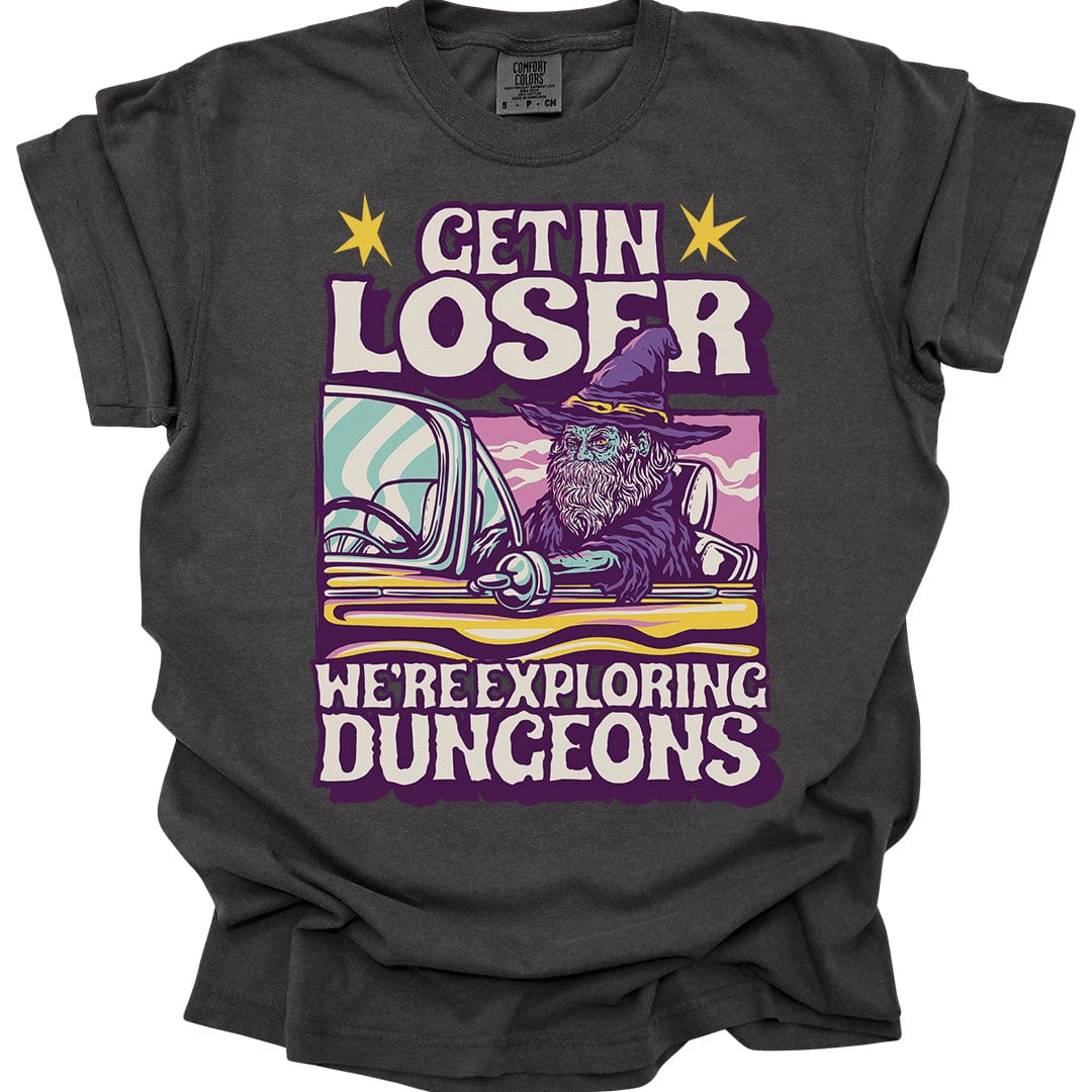 Printify T-Shirt Pepper / S Funny DnD Shirt - Get In Loser - Comfort Colors