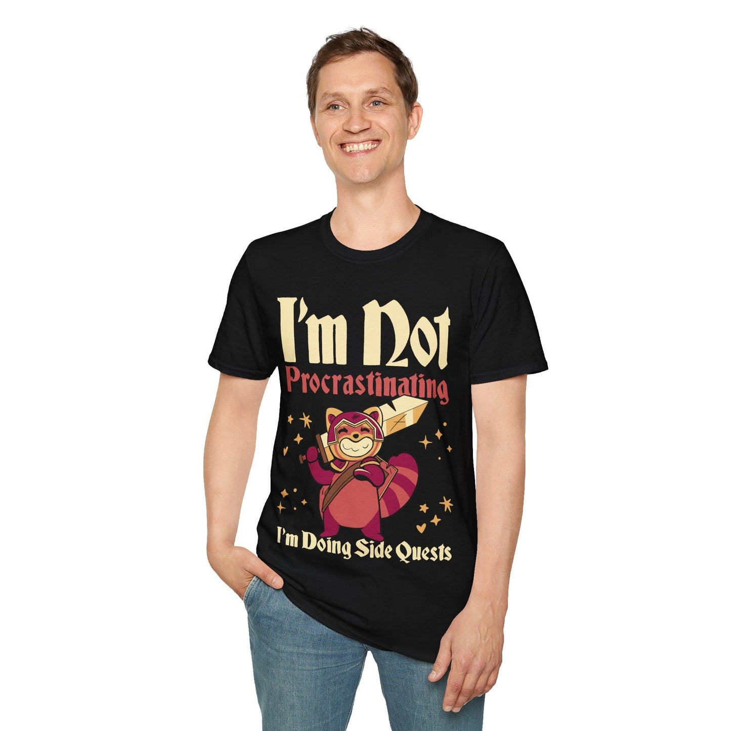Printify T-Shirt Funny DND Shirt - I'm Not Procrastinating I'm Doing Side Quests