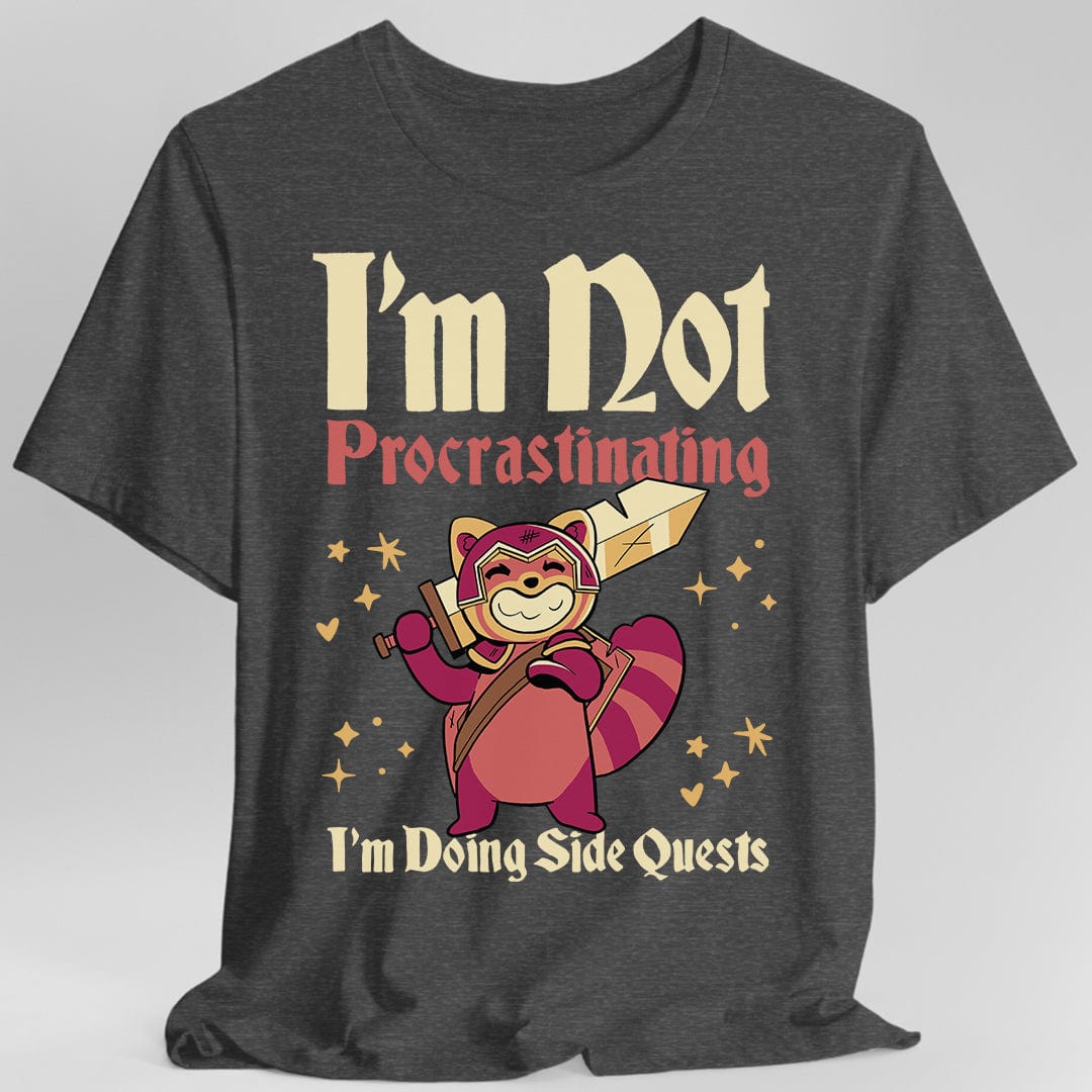 Printify T-Shirt Dark Heather / S Funny DND Shirt - I'm Not Procrastinating I'm Doing Side Quests