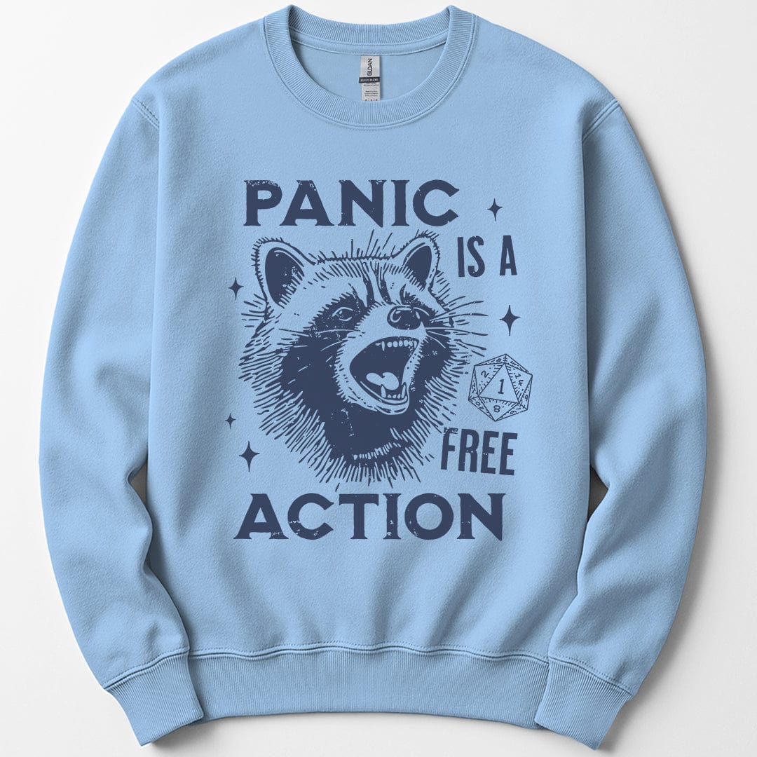 Printify Sweatshirt Light Blue / S Funny DnD Sweatshirt - Panic Is A Free Action
