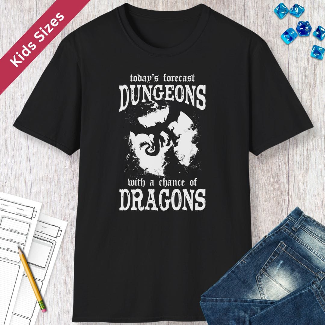 Printify Kids clothes Funny DnD Weather Forecast Kids Tshirt