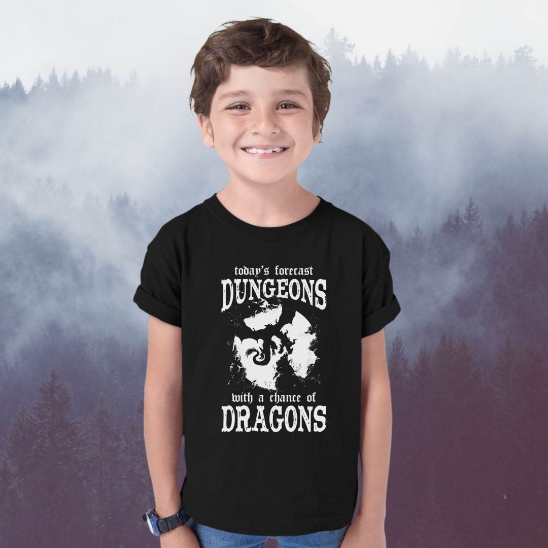 Printify Kids clothes Funny DnD Weather Forecast Kids Tshirt