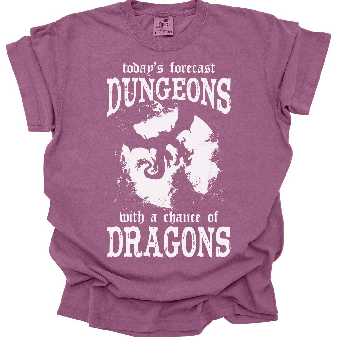 Printify T-Shirt Berry / S Funny DnD Weather Forecast Tshirt - Comfort Colors