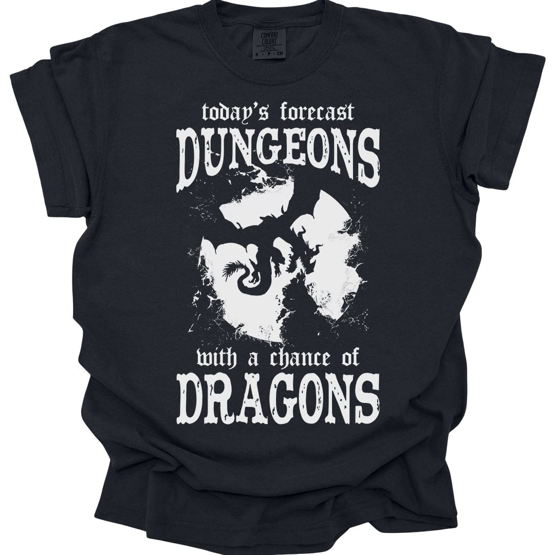 Printify T-Shirt Black / S Funny DnD Weather Forecast Tshirt - Comfort Colors