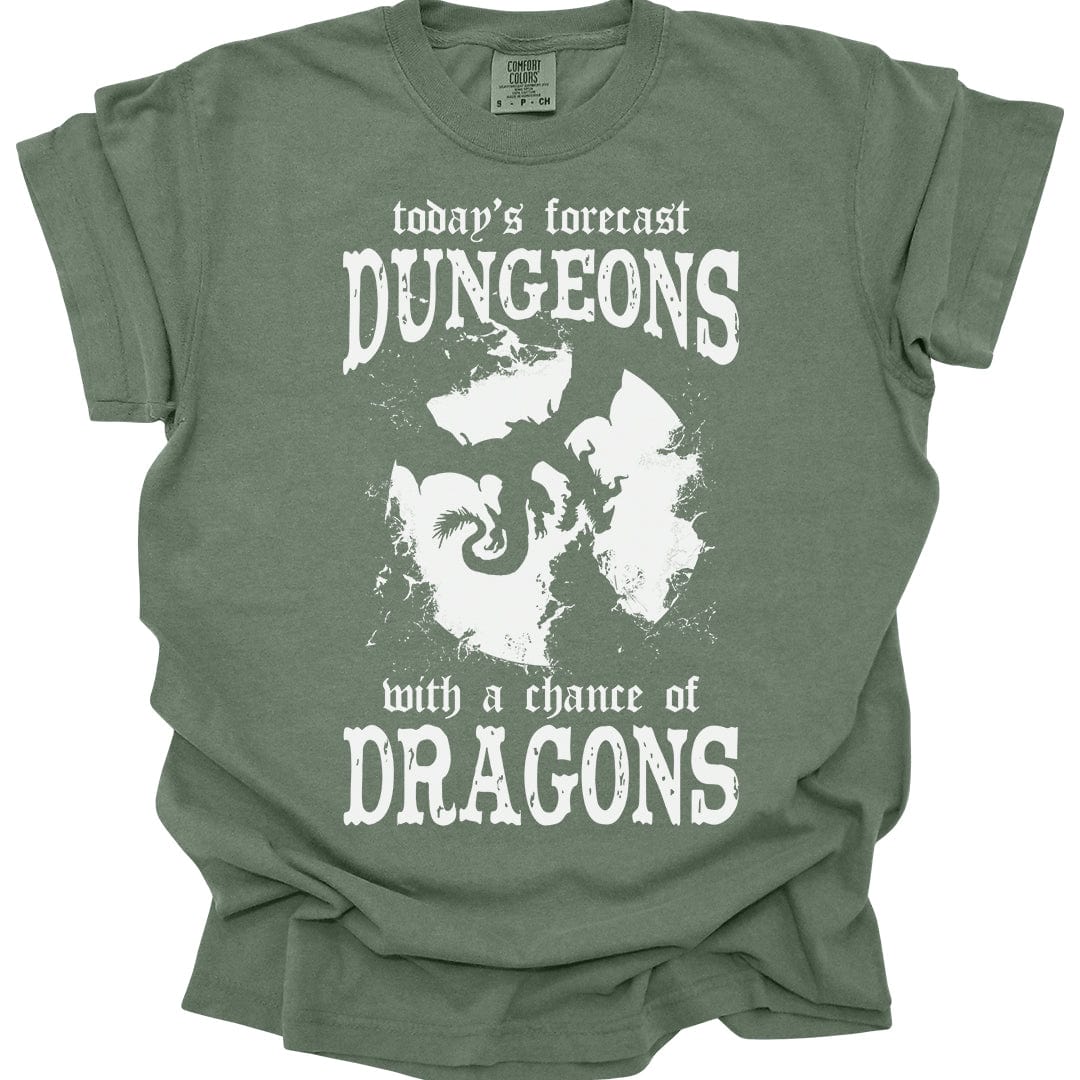 Printify T-Shirt Moss / S Funny DnD Weather Forecast Tshirt - Comfort Colors