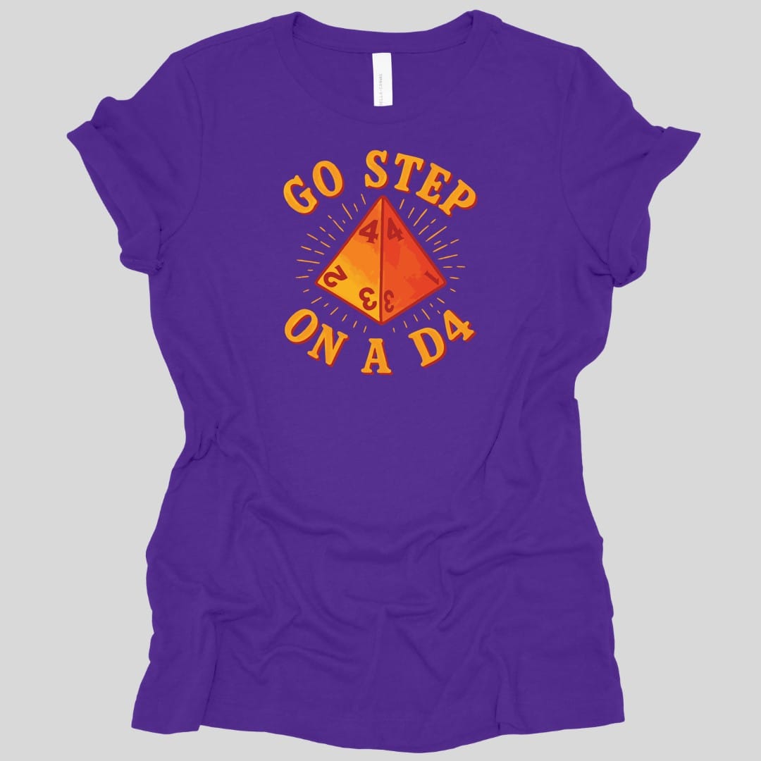 Printify T-Shirt Team Purple / M Go Step On A D4 Funny D&D Women's T-shirt