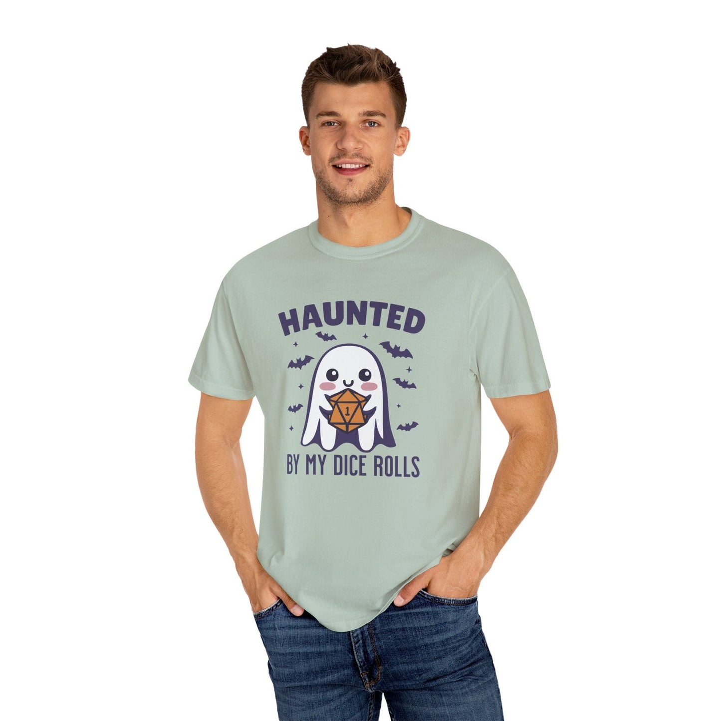 Printify T-Shirt Haunted By My Dice Rolls Halloween T-Shirt - Comfort Colors